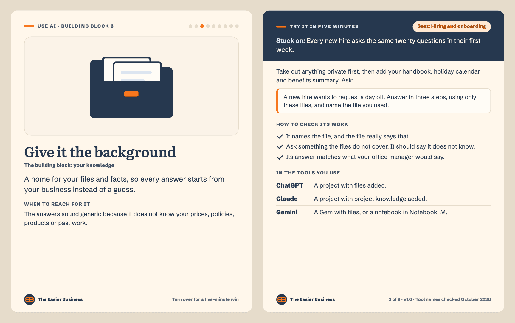 Give it the background card, front and back