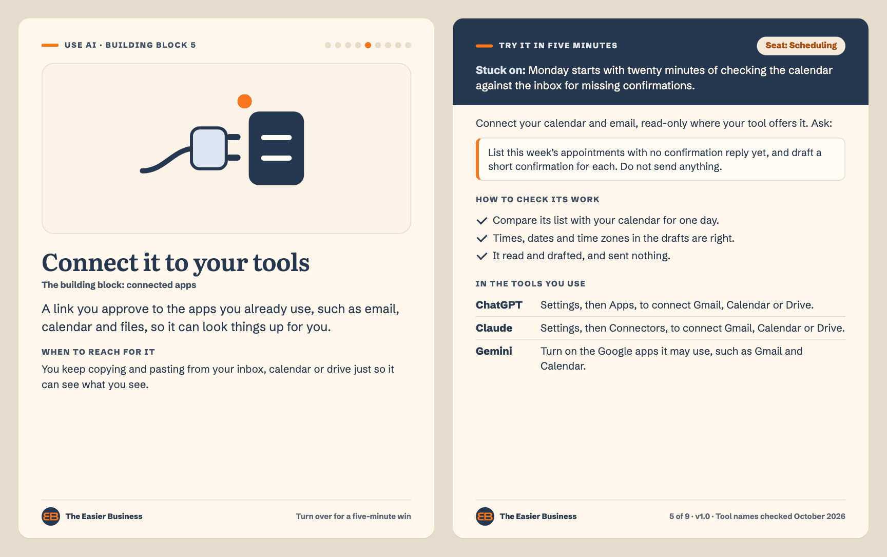 Connect it to your tools card, front and back