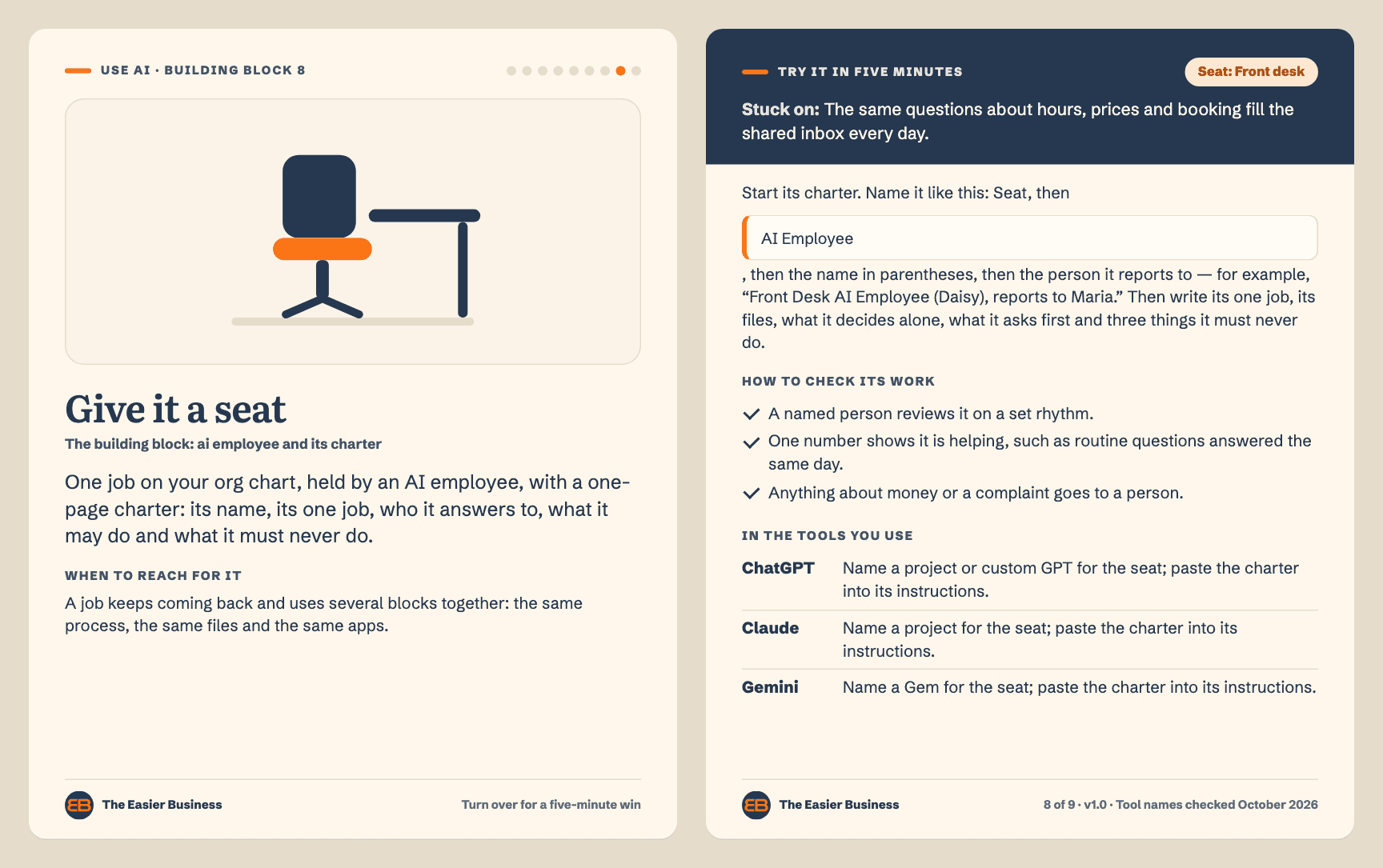 Give it a seat card, front and back